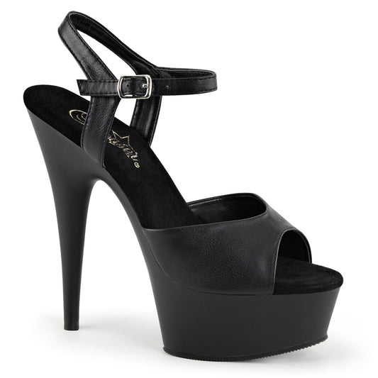 【PLEASER】DELIGHT-609 プラットフォームシューズ Blk Faux Leather/Blk Matte【取寄】