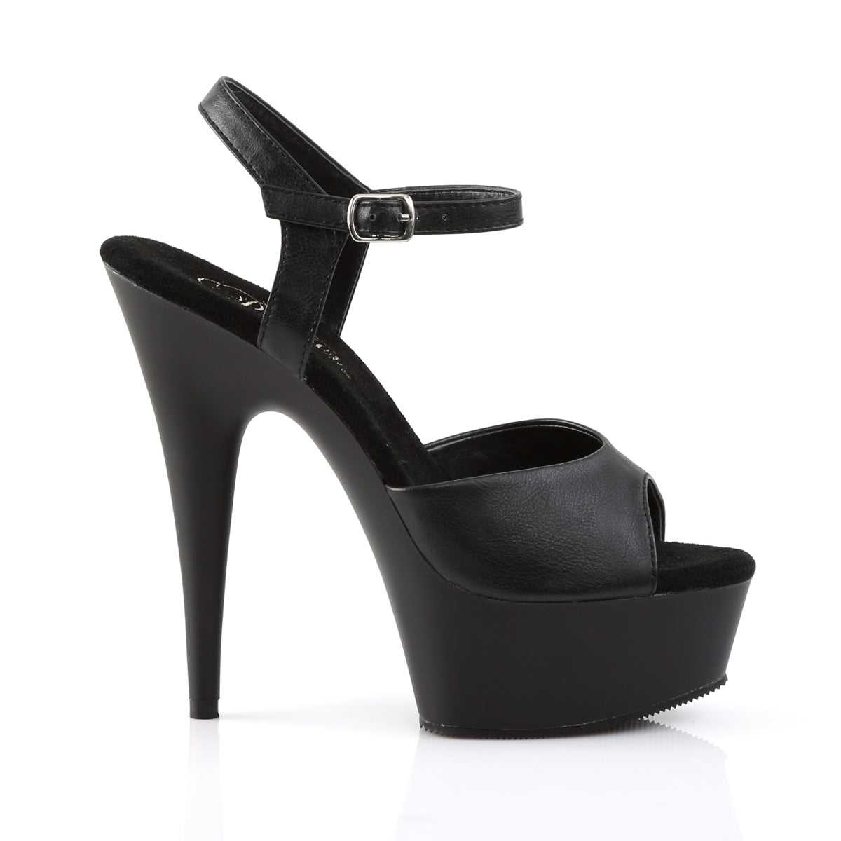 【PLEASER】DELIGHT-609 シューズ Blk Faux Leather/Blk Matte【取寄】