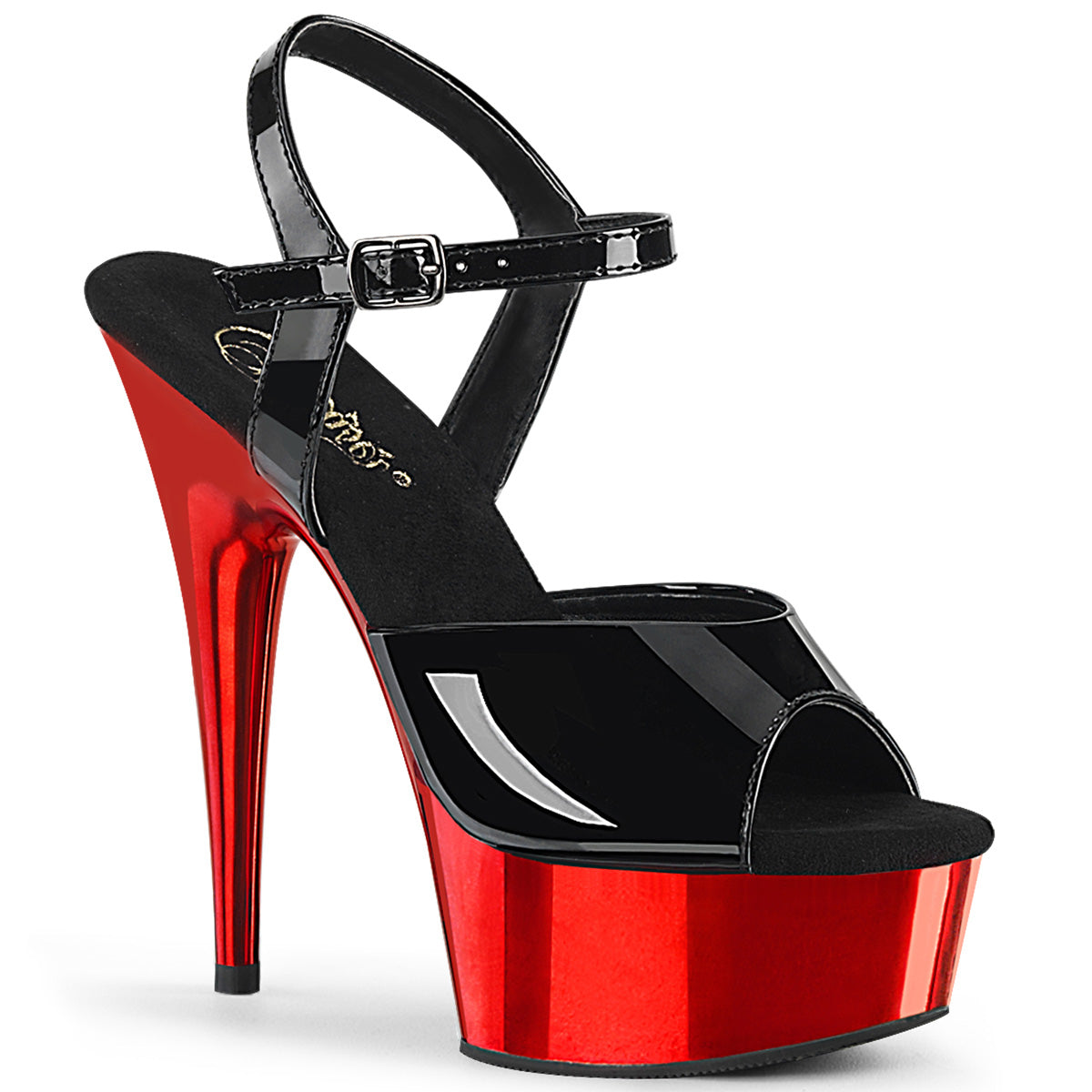 【PLEASER】DELIGHT-609 シューズ Blk Pat/Red Chrome【取寄】