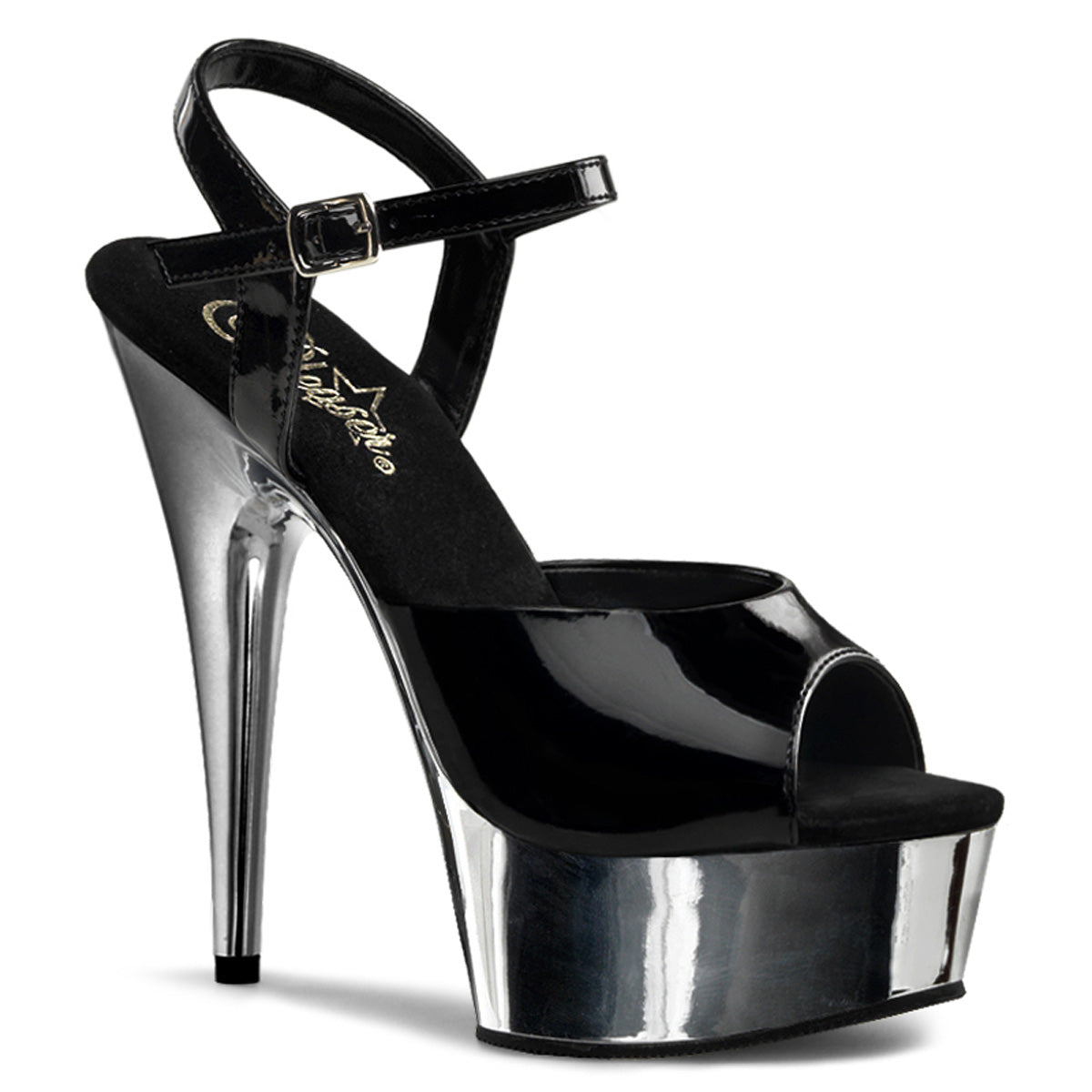 【PLEASER】DELIGHT-609 シューズ Blk/Slv Chrome【取寄】