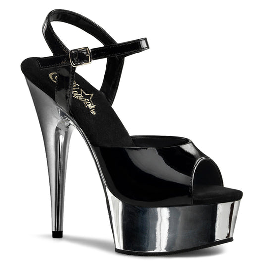 【PLEASER】DELIGHT-609 プラットフォームシューズ Blk/Slv Chrome【取寄】
