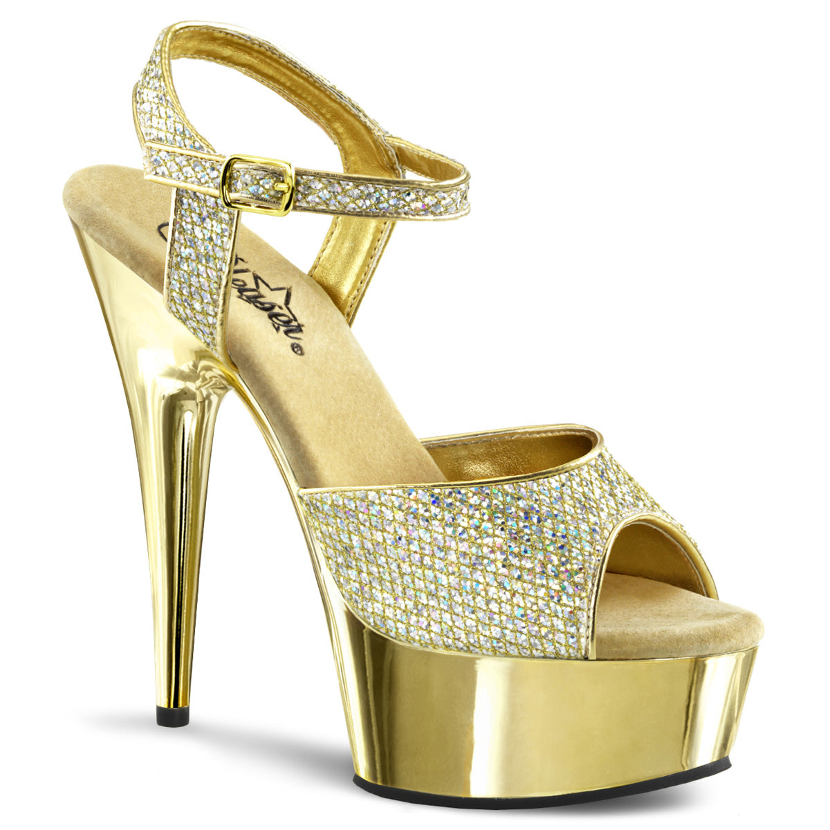 【PLEASER】DELIGHT-609G シューズ Gold Multi Gltr/Gold Chrome【取寄】