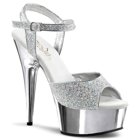 【PLEASER】DELIGHT-609G プラットフォームシューズ Slv Multi Gltr/Slv Chrome【取寄】