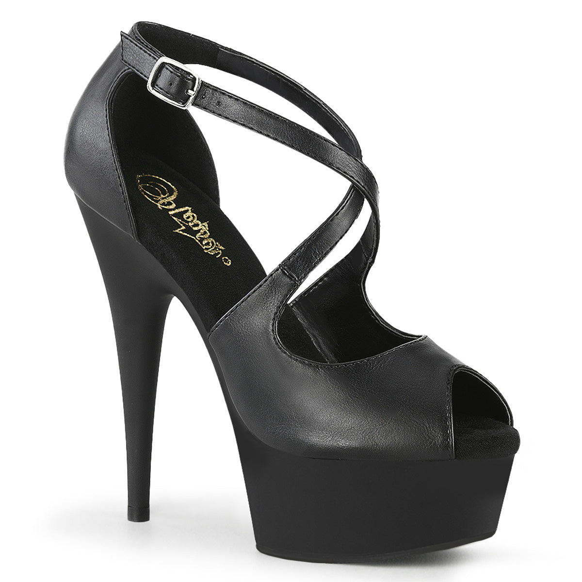 【PLEASER】DELIGHT-621 シューズ Blk Faux Leather/Blk Matte【取寄】