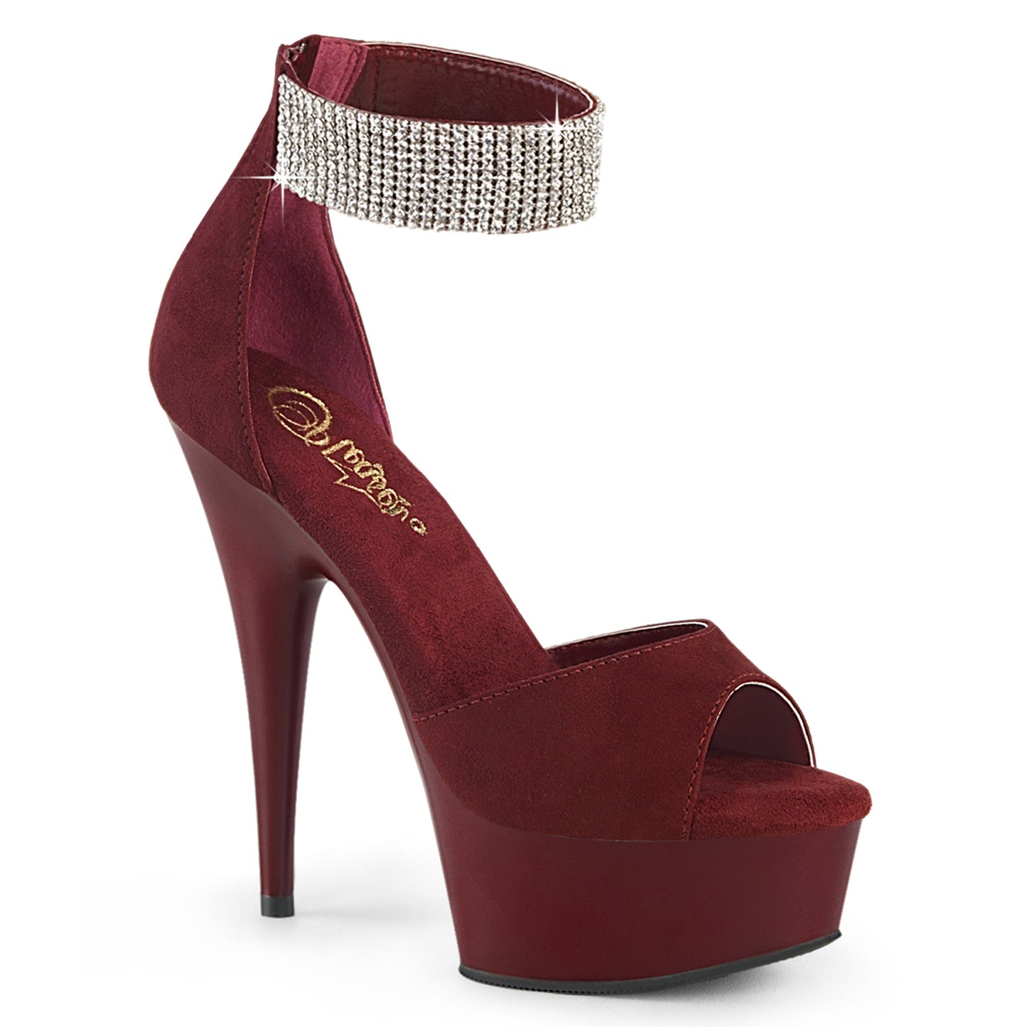 【PLEASER】DELIGHT-625 シューズ Burgundy Faux Suede/Burgundy Matte【取寄】