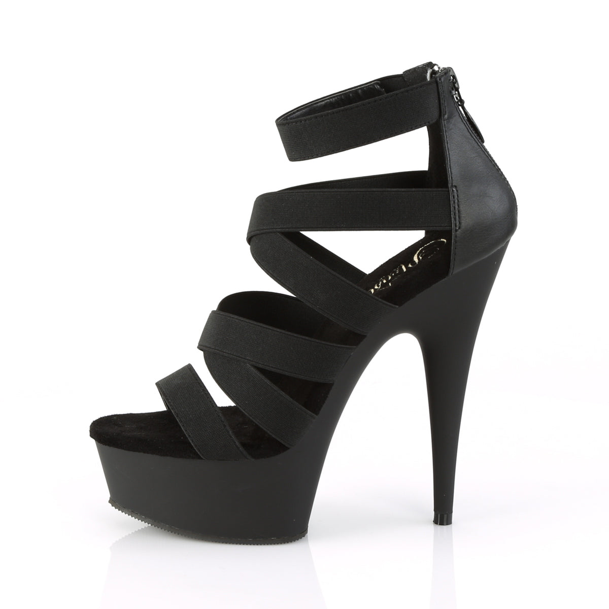 【PLEASER】DELIGHT-659 シューズ Blk Elastic Band-Faux Leather/Blk Matte【取寄】
