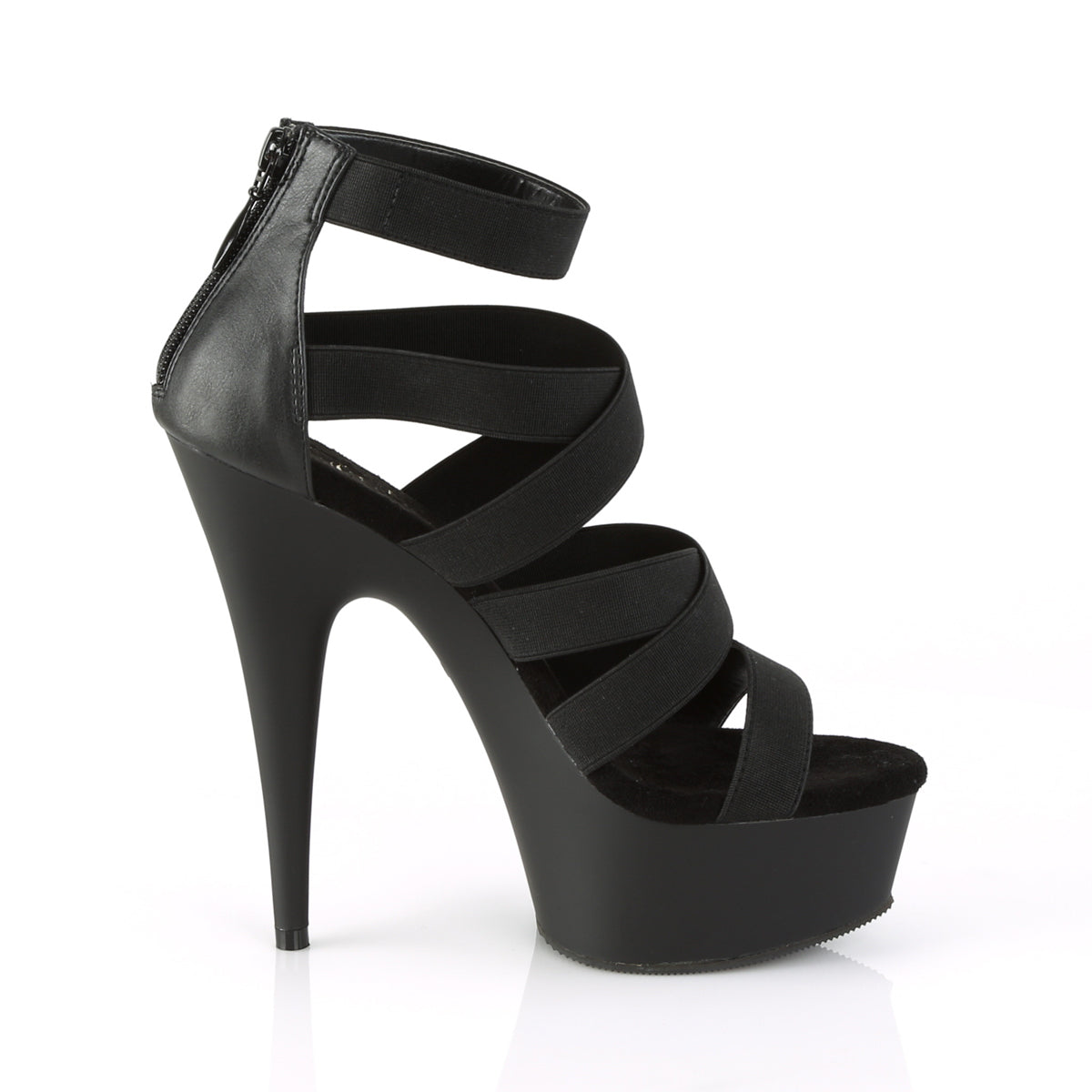 【PLEASER】DELIGHT-659 シューズ Blk Elastic Band-Faux Leather/Blk Matte【取寄】