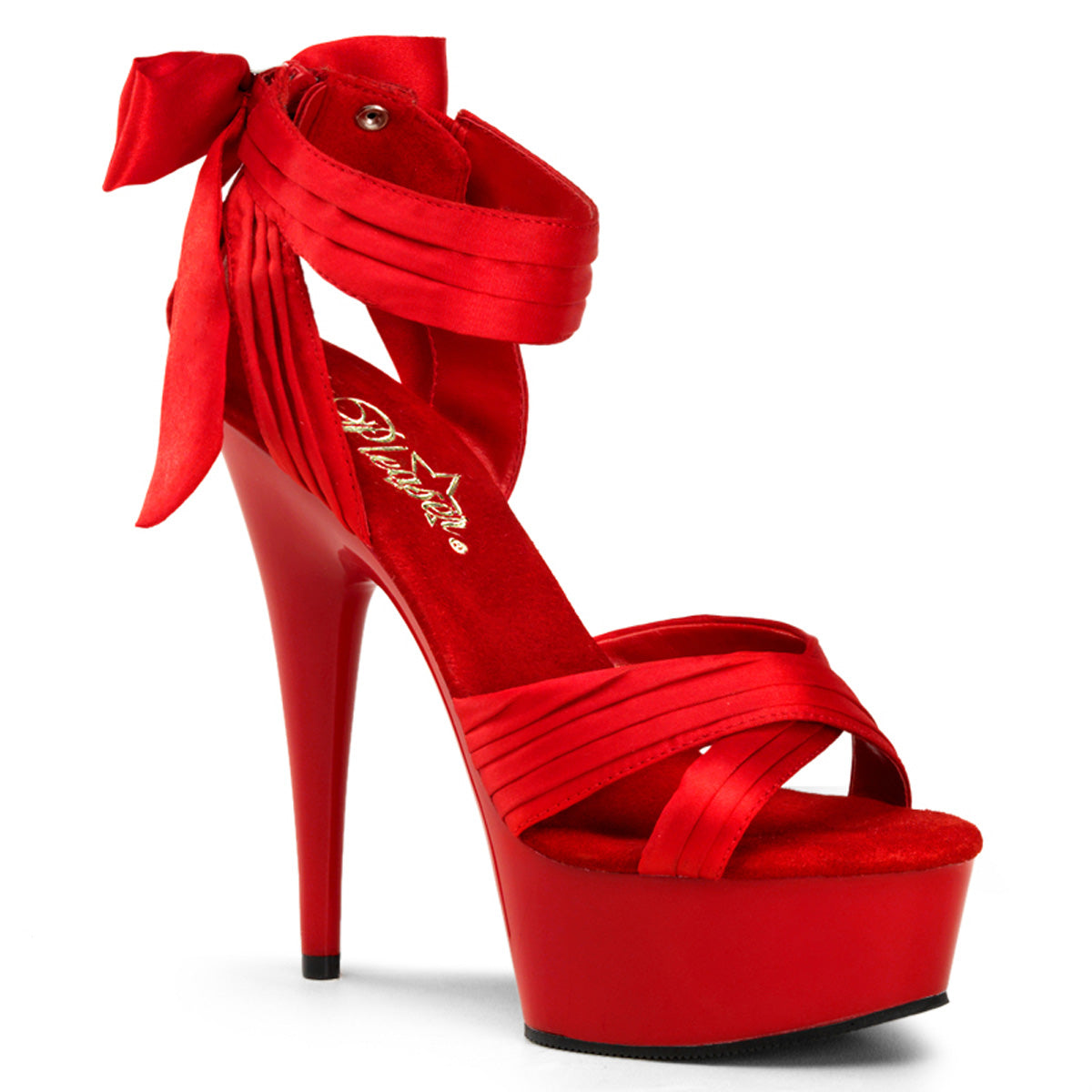 【PLEASER】DELIGHT-668 シューズ Red Satin/Red【取寄】