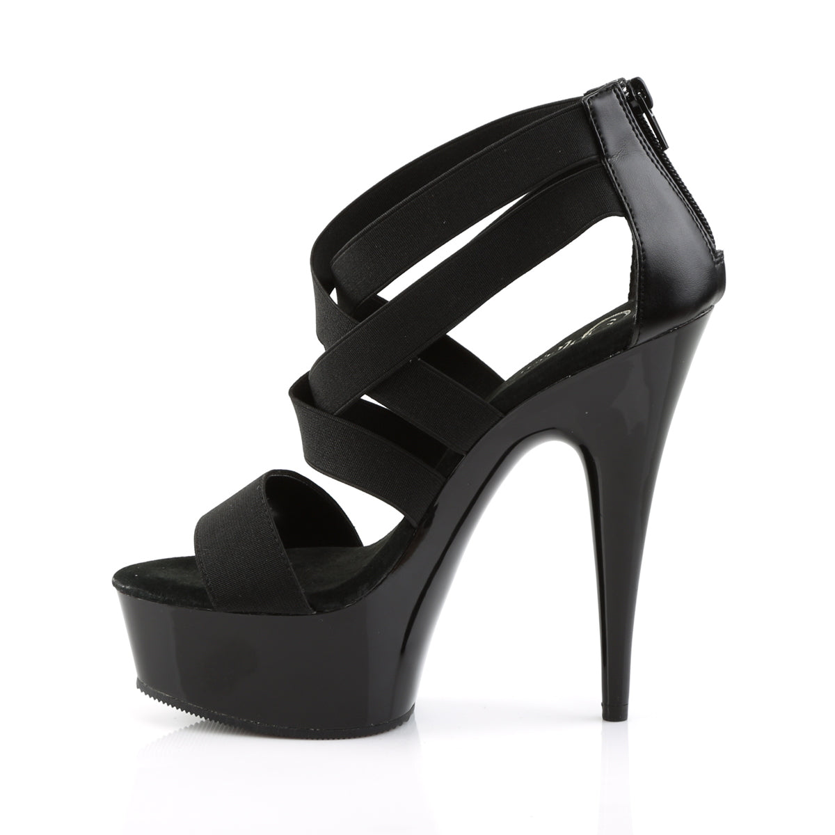 【PLEASER】DELIGHT-669 シューズ Blk Elastic Band-Faux Leather/Blk【取寄】