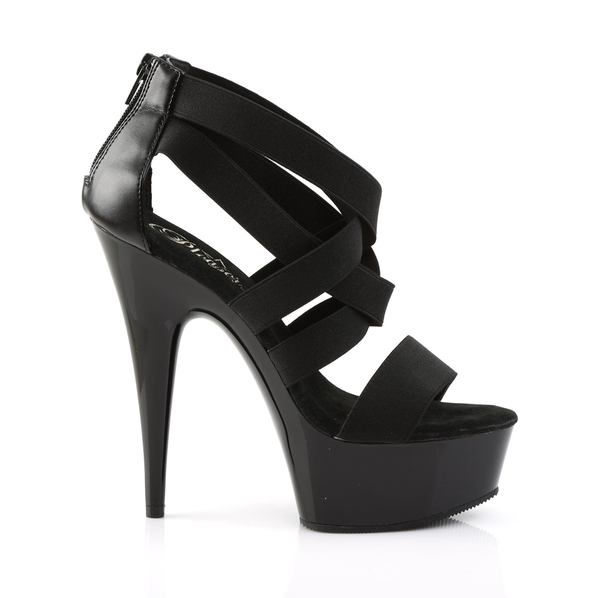 【PLEASER】DELIGHT-669 シューズ Blk Elastic Band-Faux Leather/Blk【取寄】