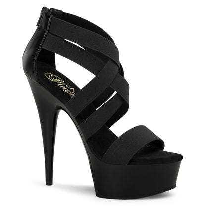 【PLEASER】DELIGHT-669 シューズ Blk Elastic Band-Faux Leather/Blk【取寄】