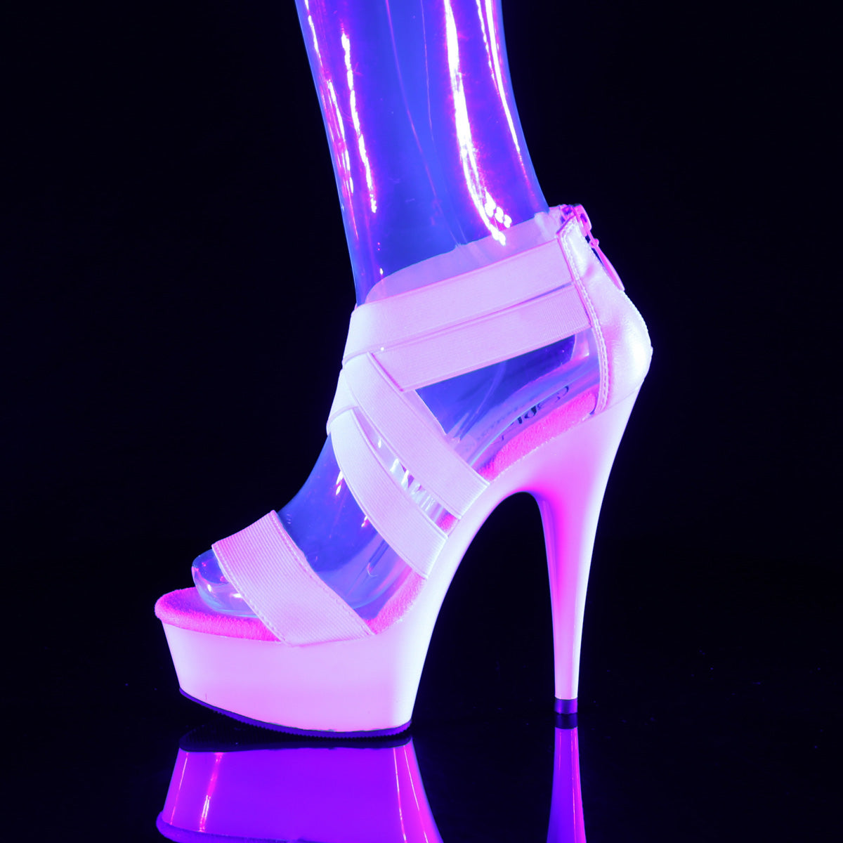 【PLEASER】DELIGHT-669 シューズ UV Wht Elastic Band-Faux Leather/Wht【取寄】