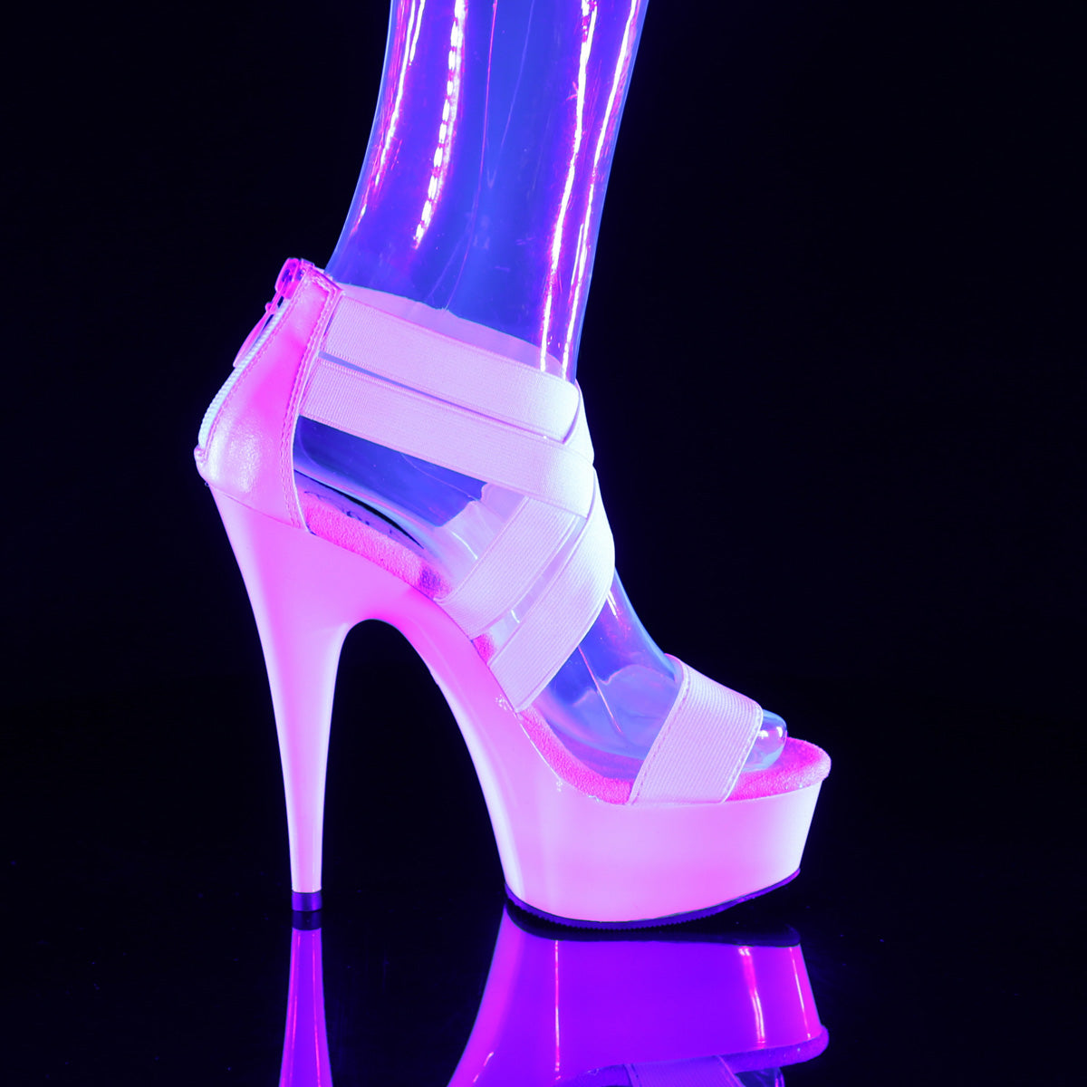 【PLEASER】DELIGHT-669 シューズ UV Wht Elastic Band-Faux Leather/Wht【取寄】