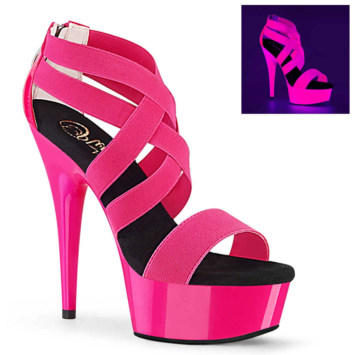 【PLEASER】DELIGHT-669UV シューズ Neon H. Pink Elastic Band-Pat/Neon H. P.【取寄】