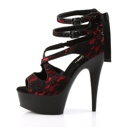 【PLEASER】DELIGHT-678LC シューズ Red Satin-Lace/Blk Matte【取寄】