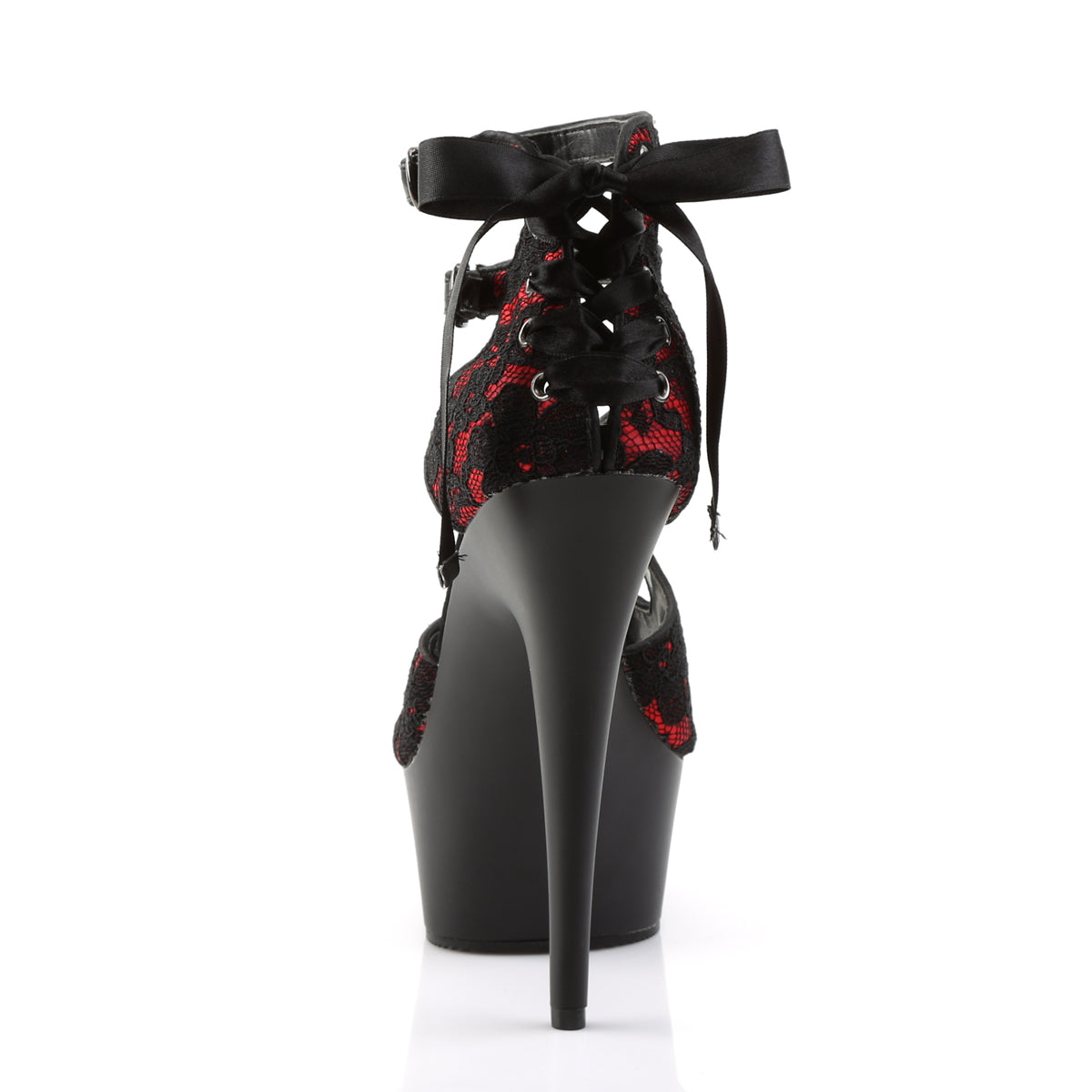 【PLEASER】DELIGHT-678LC シューズ Red Satin-Lace/Blk Matte【取寄】