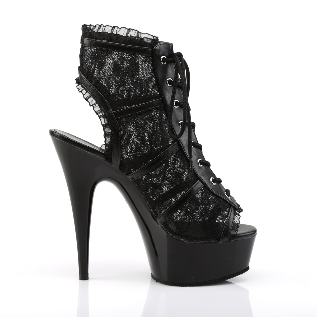 【PLEASER】DELIGHT-696LC シューズ Blk Mesh-Lace/Blk【取寄】
