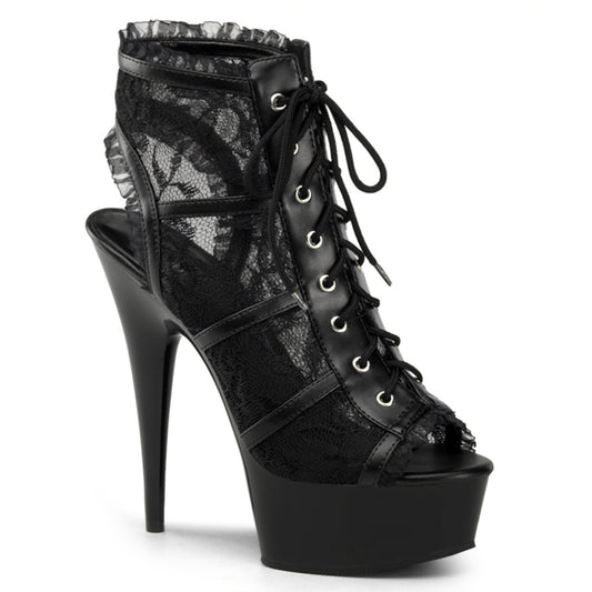 【PLEASER】DELIGHT-696LC プラットフォームシューズ Blk Mesh-Lace/Blk【取寄】