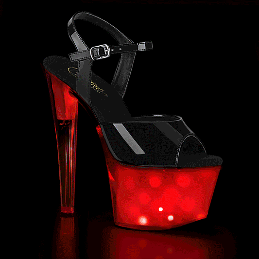 【PLEASER】DISCOLITE-709 プラットフォームシューズ Blk Pat/White Glow【取寄】