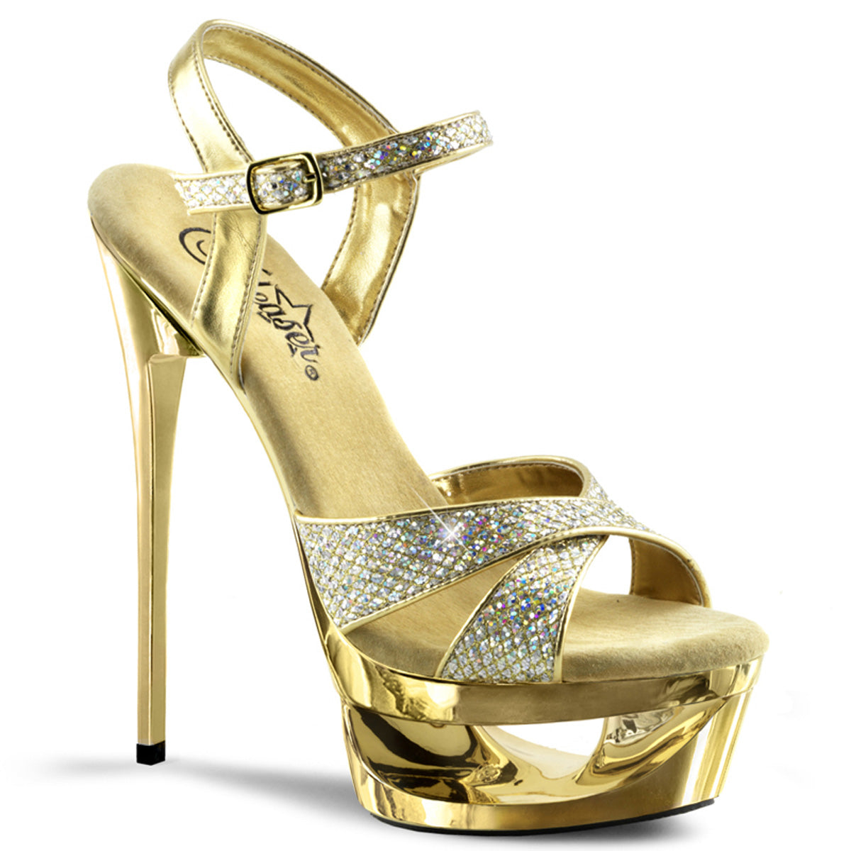 【PLEASER】ECLIPSE-619G シューズ Gold Multi Gltr/Gold Chrome【取寄】