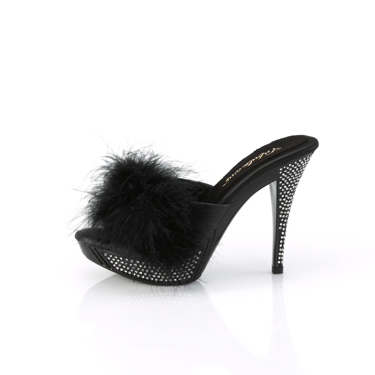 【FABULICIOUS】ELEGANT-401F シューズ Blk Marabou-Faux Leather/Blk【取寄】