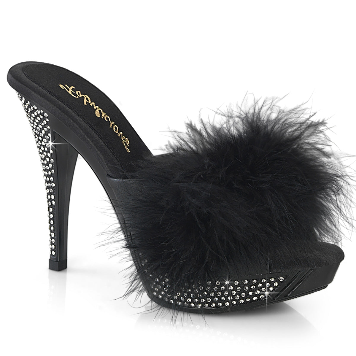 【FABULICIOUS】ELEGANT-401F シューズ Blk Marabou-Faux Leather/Blk【取寄】