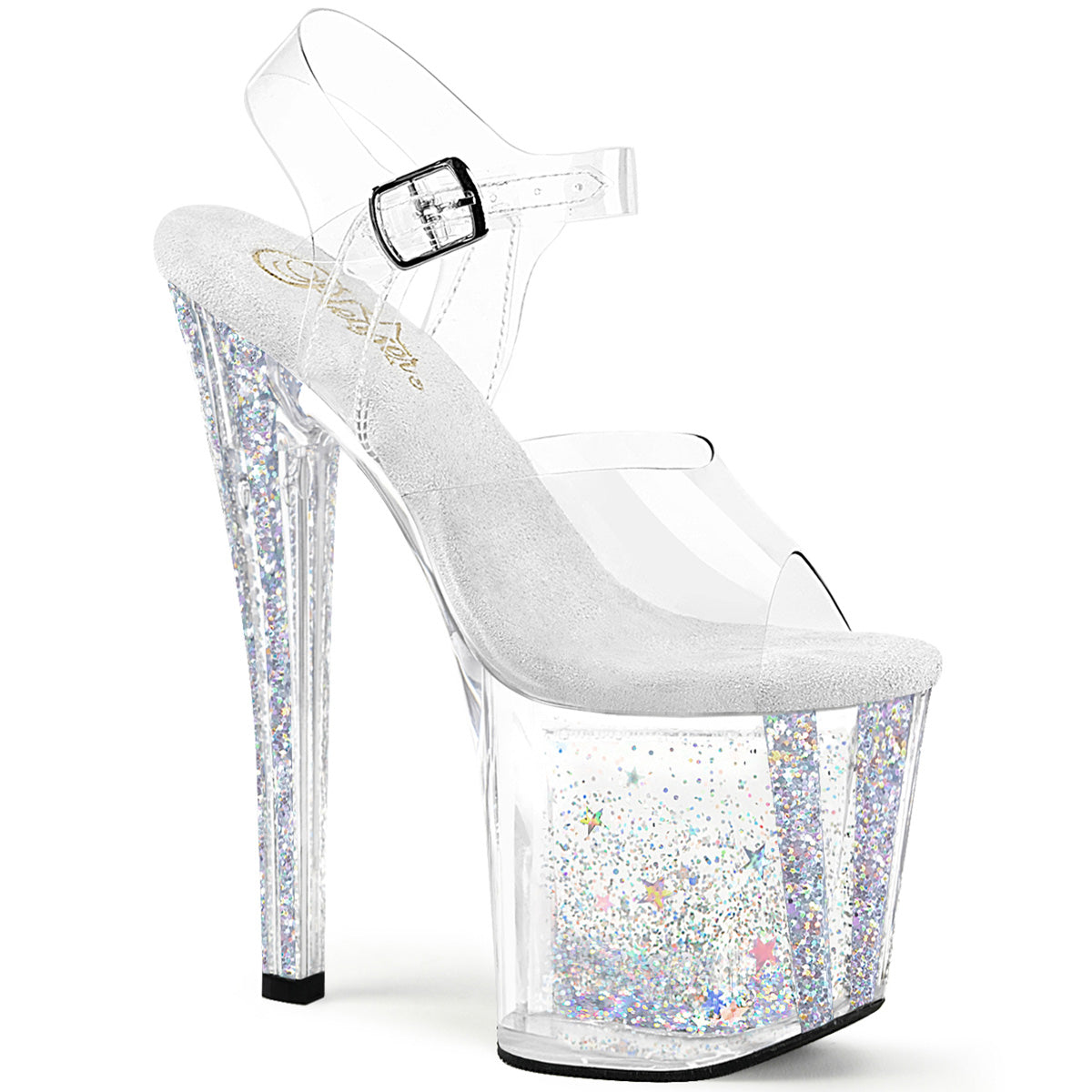 【PLEASER】ENCHANT-708AQUA-04 シューズ Clr/Clr-Slv Multi Glitter【取寄】