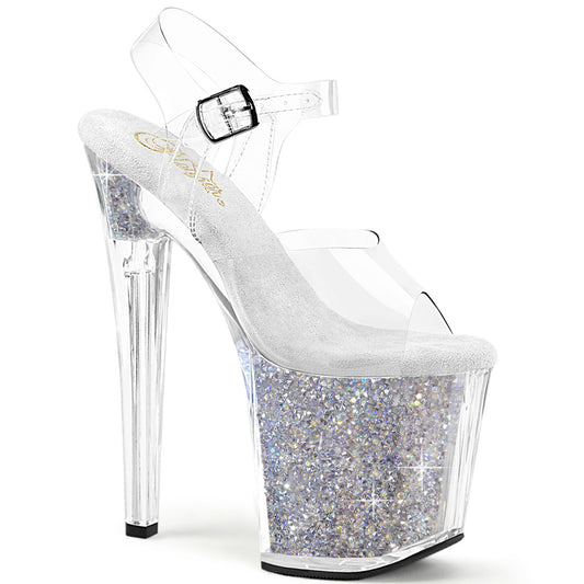 【PLEASER】ENCHANT-708RSI プラットフォームシューズ Clr/Clr-Slv AB RS【取寄】