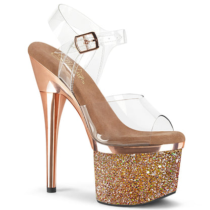 【PLEASER】ESTEEM-708CHLG シューズ Clr/Rose Gold Chrome-Multi Glitter【取寄】