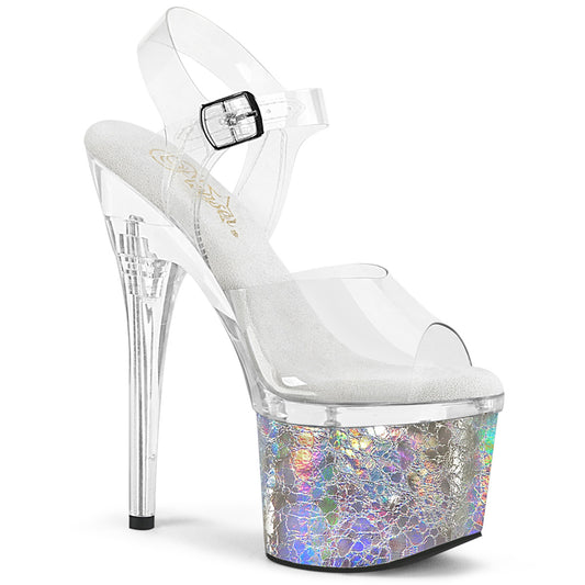 【PLEASER】ESTEEM-708CK プラットフォームシューズ Clr/Clr-Slv Holo Crackle【取寄】