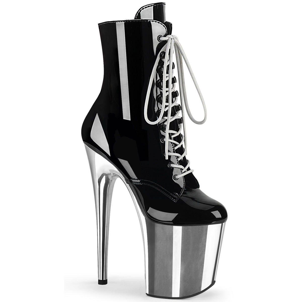 【PLEASER】FLAMINGO-1020 シューズ Blk Pat/Slv Chrome【取寄】