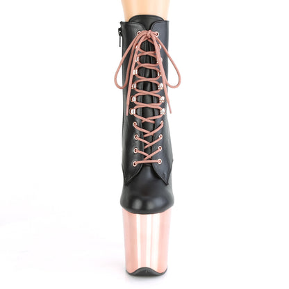【PLEASER】FLAMINGO-1020 シューズ Blk Faux Leather/Rose Gold Chrome【取寄】