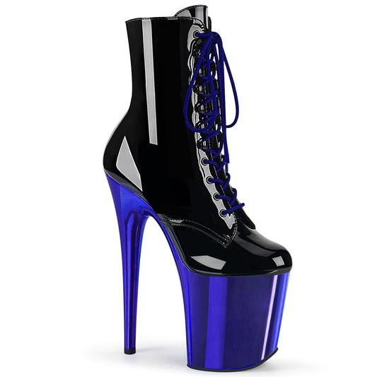 【PLEASER】FLAMINGO-1020 プラットフォームシューズ Blk Pat/Royal Blue Chrome【取寄】