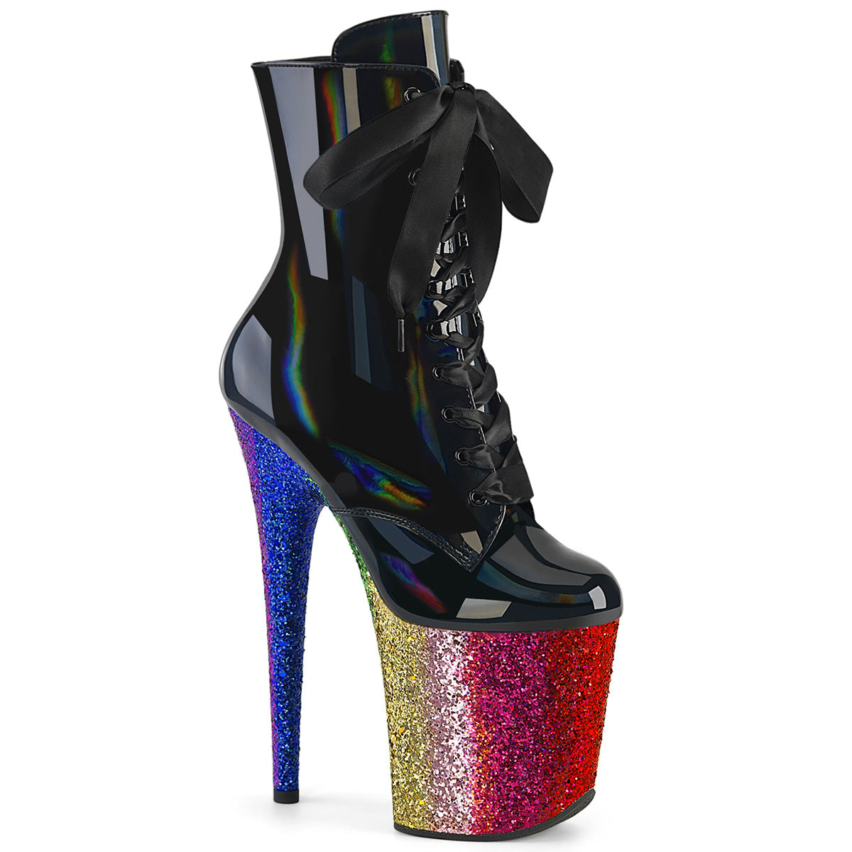 【PLEASER】FLAMINGO-1020HG シューズ Blk Holo Pat/Rainbow Glitter【取寄】