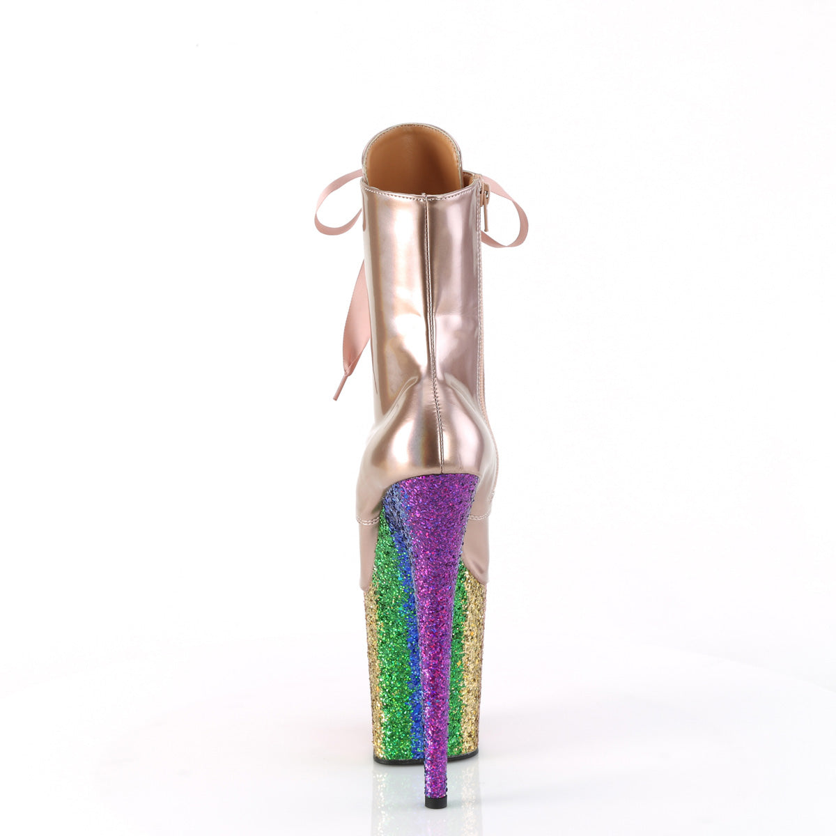 【PLEASER】FLAMINGO-1020HG プラットフォームシューズ Rose Gold Holo Pat/Rainbow Glitter【取寄】