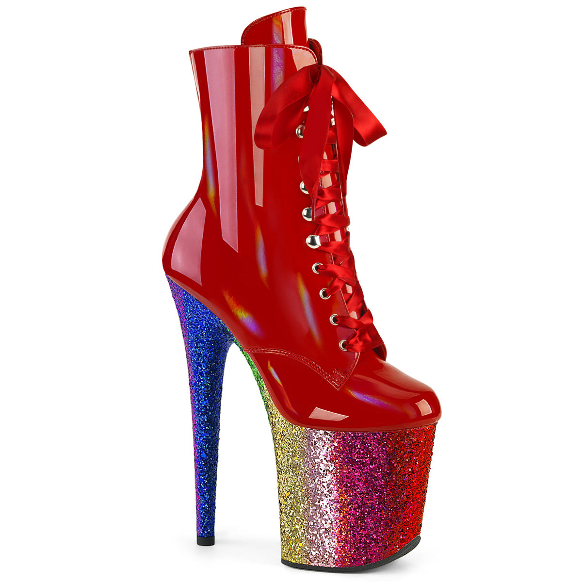 【PLEASER】FLAMINGO-1020HG シューズ Red Holo Pat/Rainbow Glitter【取寄】