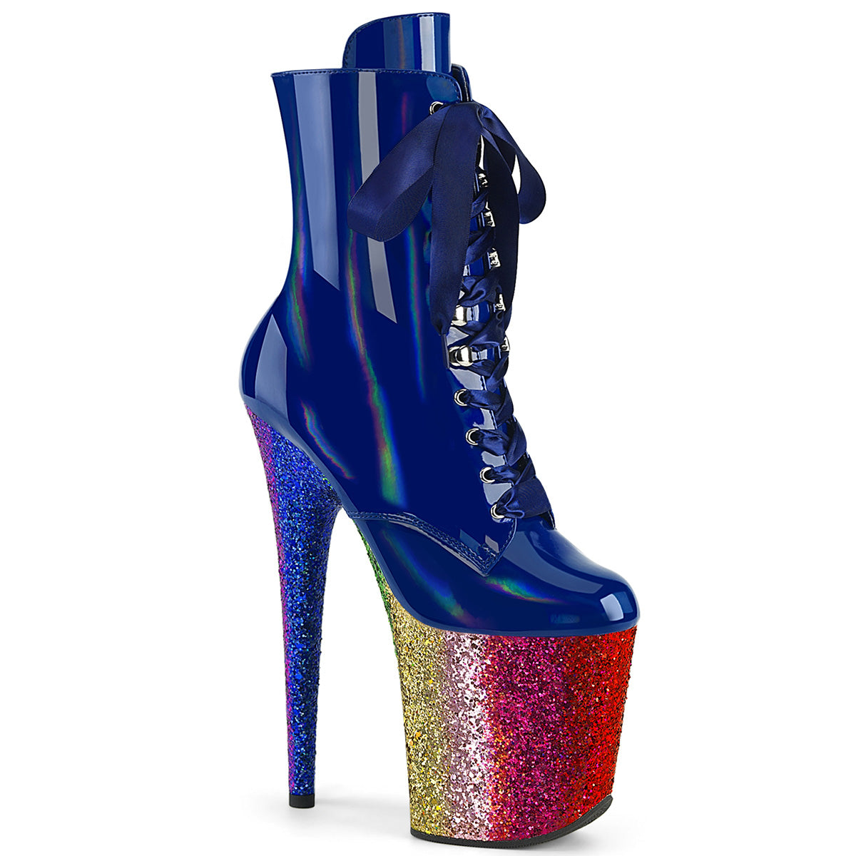 【PLEASER】FLAMINGO-1020HG シューズ Royal Blue Holo Pat/Rainbow Glitter【取寄】