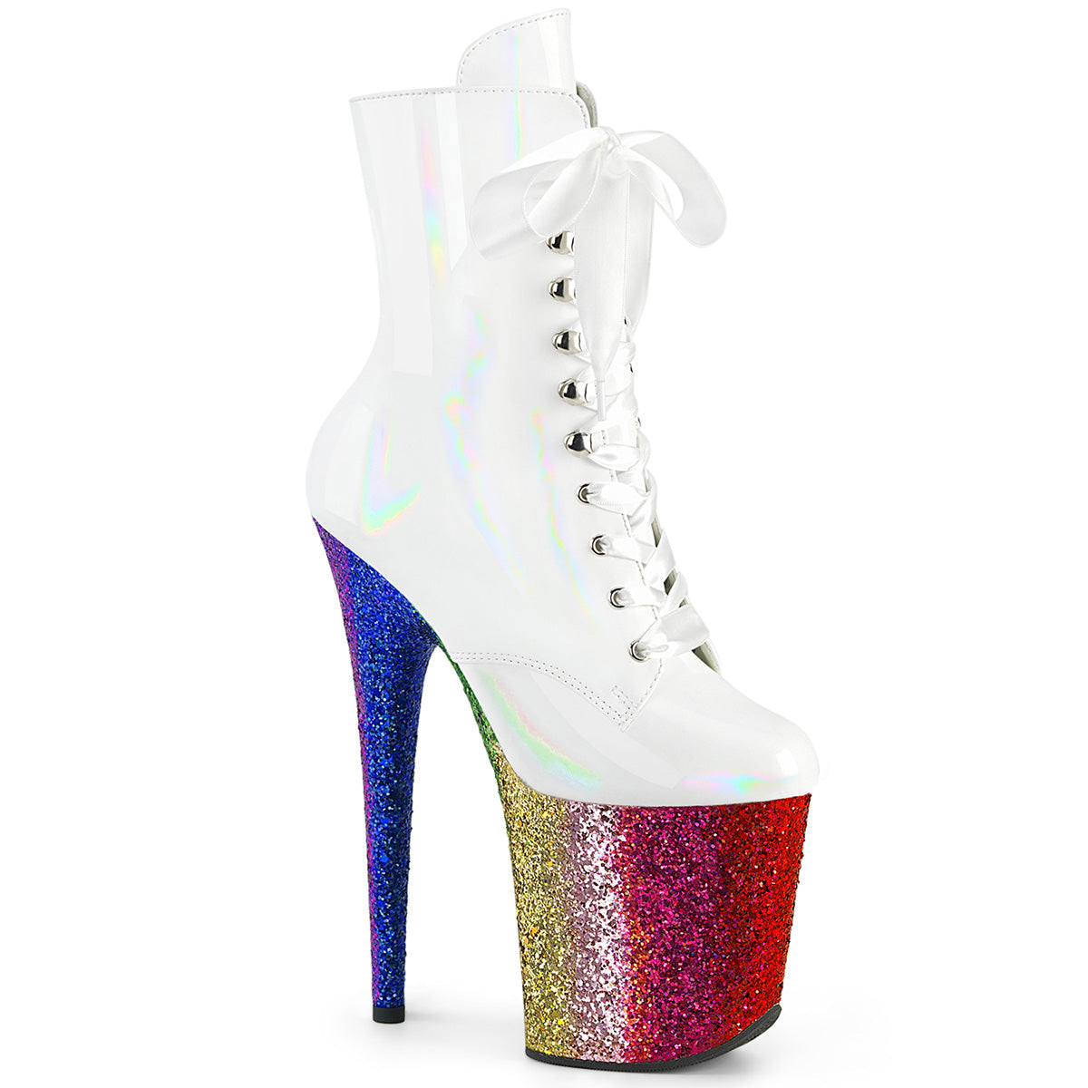 【PLEASER】FLAMINGO-1020HG シューズ Wht Holo Pat/Rainbow Glitter【取寄】