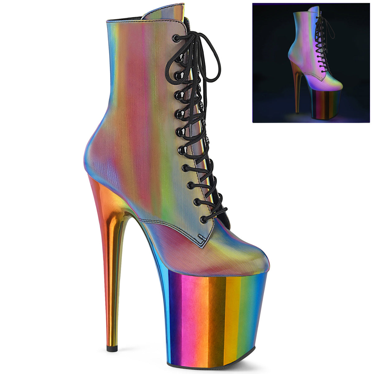 【PLEASER】FLAMINGO-1020RC シューズ Rainbow Reflective/Rainbow Chrome【取寄】