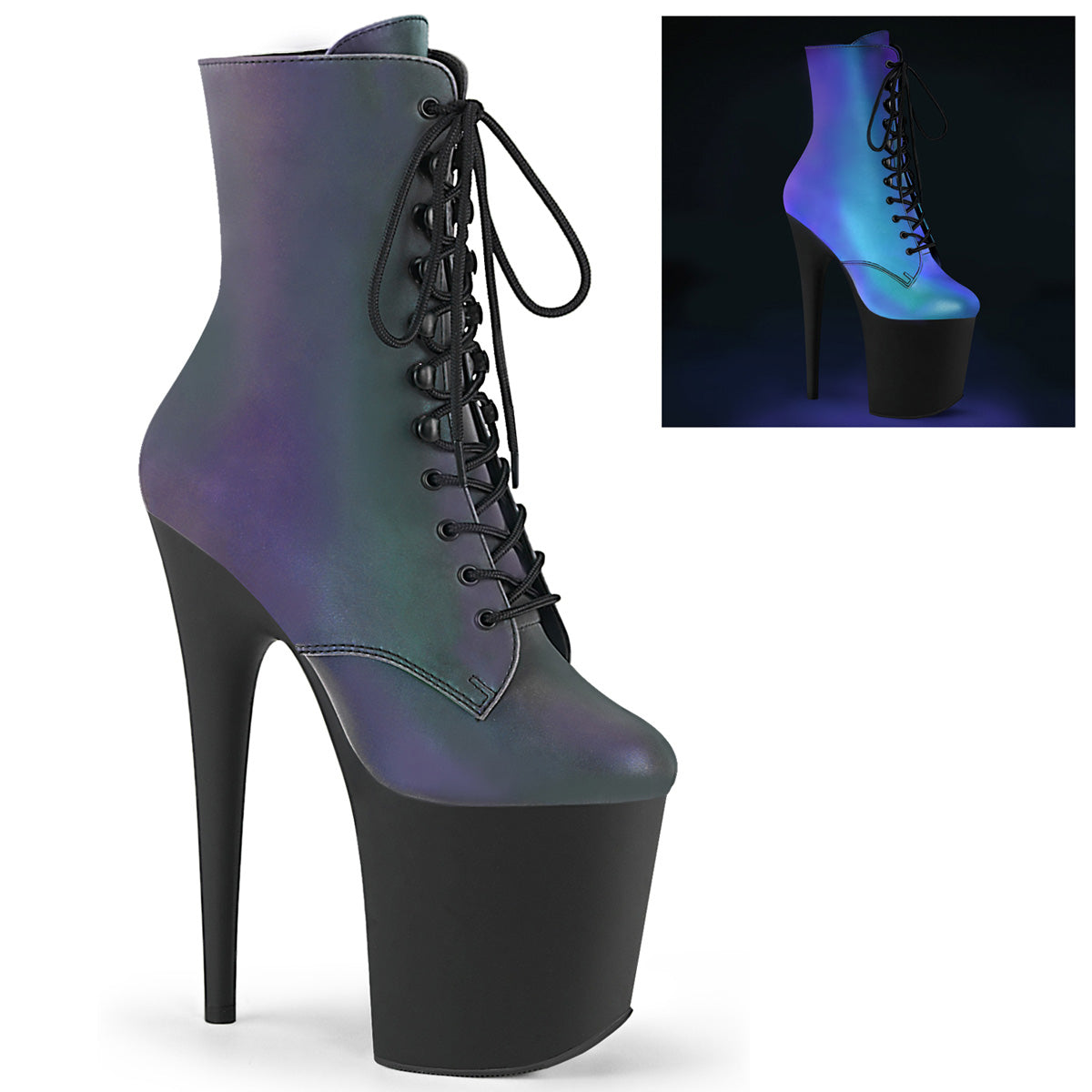 【PLEASER】FLAMINGO-1020REFL シューズ Green Multi Reflective/Blk Matte【取寄】