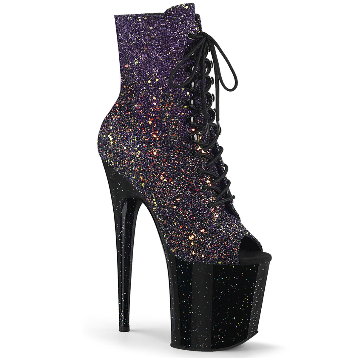 【PLEASER】FLAMINGO-1021OMBG シューズ Purple Multi Glitter/Blk【取寄】