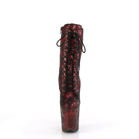 【PLEASER】FLAMINGO-1040SPF プラットフォームシューズ Red Metallic Snake Print Fabric/M【取寄】