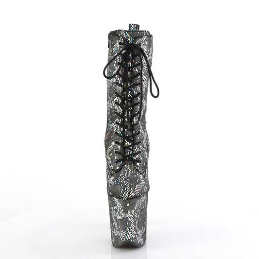 【PLEASER】FLAMINGO-1040SPF プラットフォームシューズ Silver Metallic Holo Snake Print Fabric/M【取寄】
