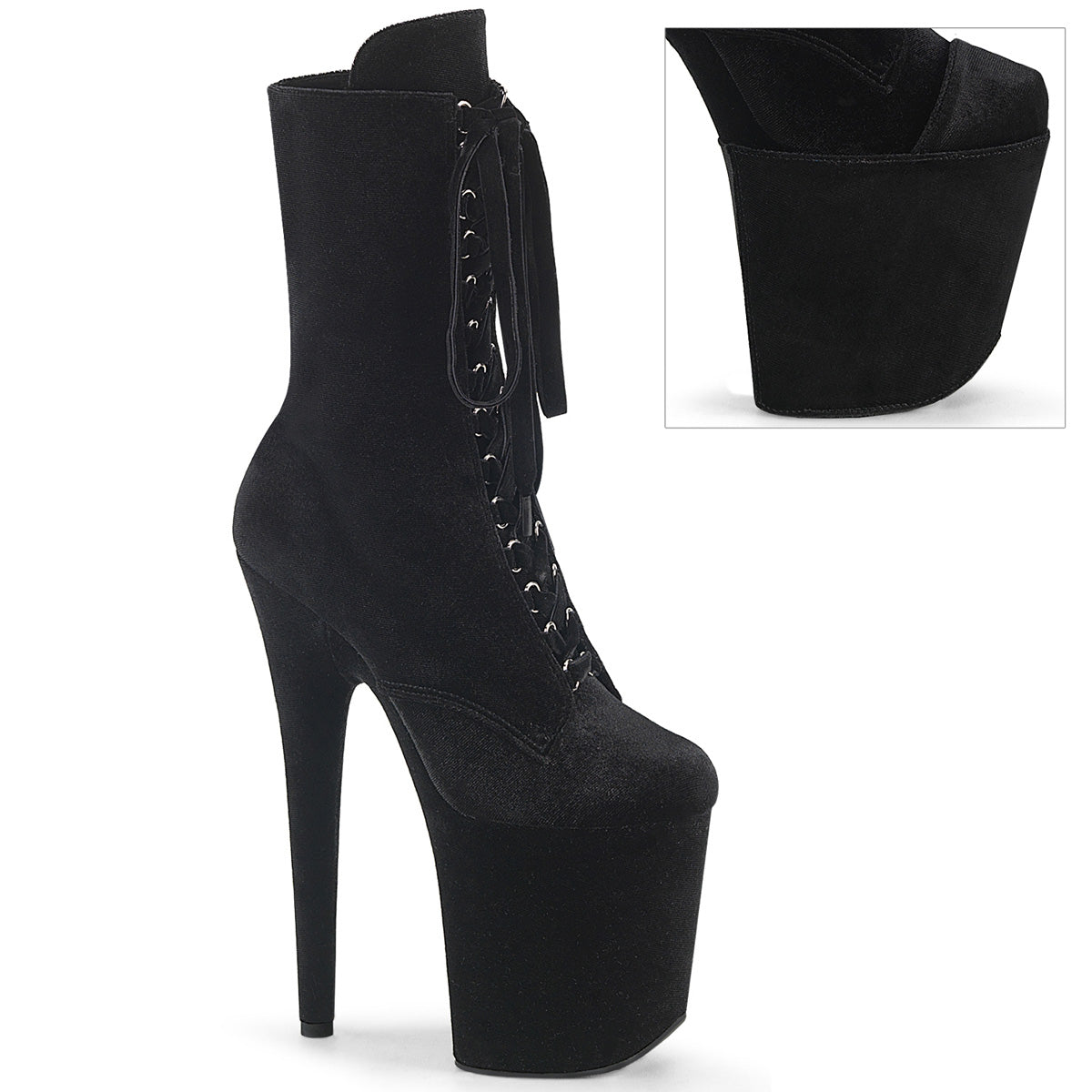 【PLEASER】FLAMINGO-1045VEL プラットフォームシューズ Blk Velvet/Blk Velvet【取寄】