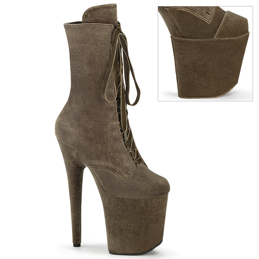 【PLEASER】FLAMINGO-1045VEL プラットフォームシューズ Khaki Velvet/Khaki Velvet【取寄】