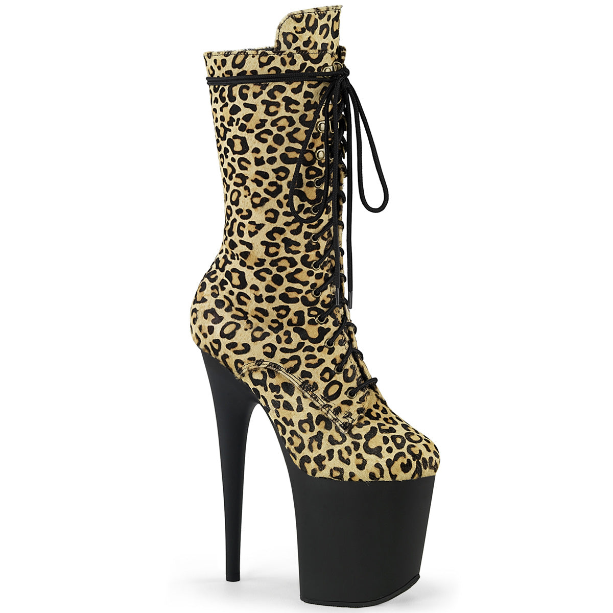 【PLEASER】FLAMINGO-1050LP シューズ Leopard Print Pony Hair/Blk Matte【取寄】
