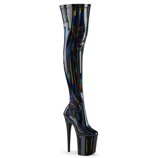 【PLEASER】FLAMINGO-3000HWR プラットフォームシューズ Blk Str. Holo/Blk Holo【取寄】
