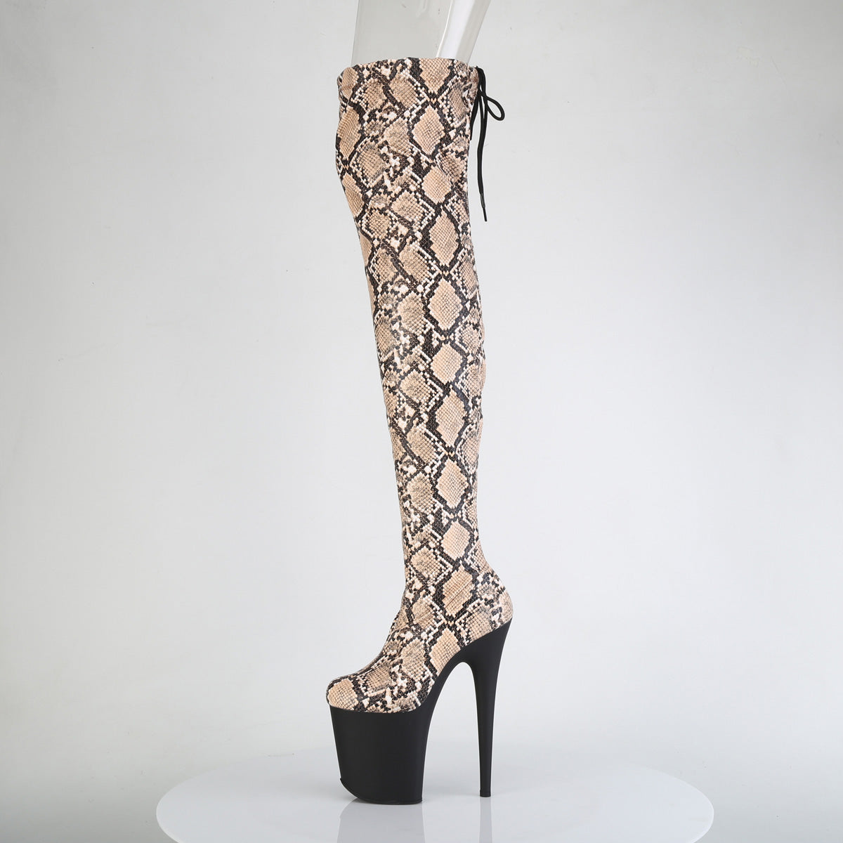 【PLEASER】FLAMINGO-3008SP-BT プラットフォームシューズ Tan-Brown Snake Print/Blk Matte【取寄】
