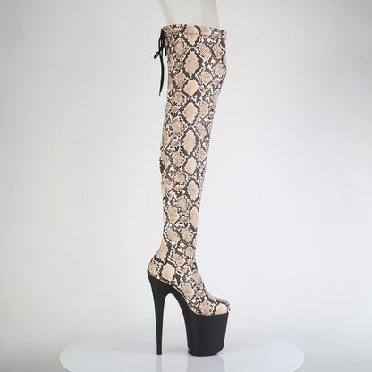 【PLEASER】FLAMINGO-3008SP-BT シューズ Tan-Brown Snake Print/Blk Matte【取寄】