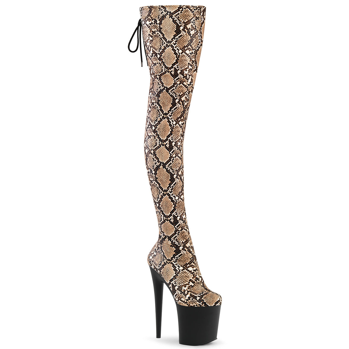 【PLEASER】FLAMINGO-3008SP-BT シューズ Tan-Brown Snake Print/Blk Matte【取寄】
